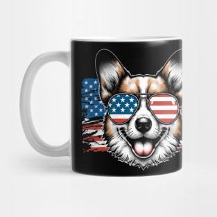 Corgi Patriotic Sunglasses American Flag 4th of July Mug